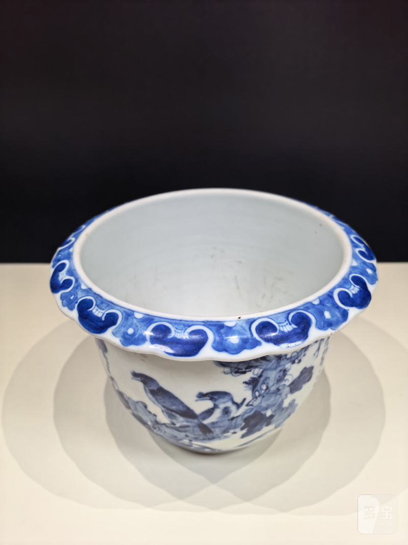 民国 王步风格青花花鸟纹花盆 - 图9